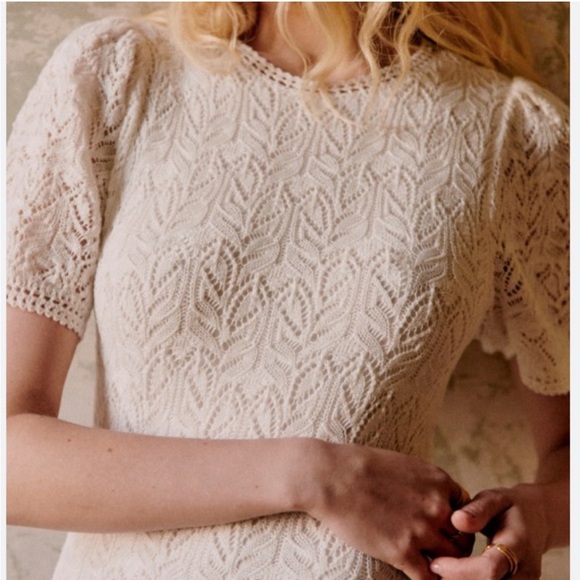 Sezane Izia Knit Midi Dress White NWT - Picture 3 of 11